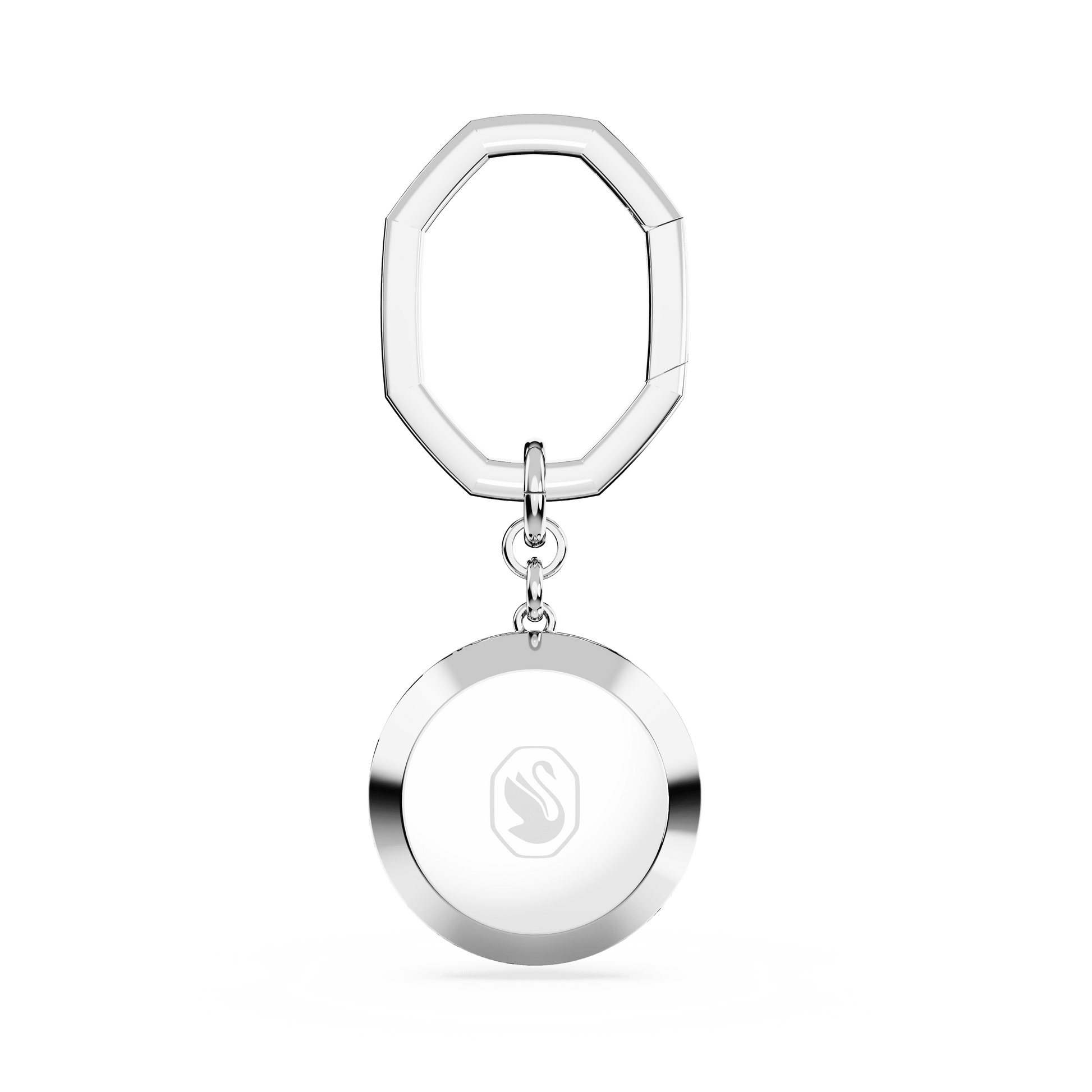 Key ring, Round cut, White, Rhodium plated 5669119