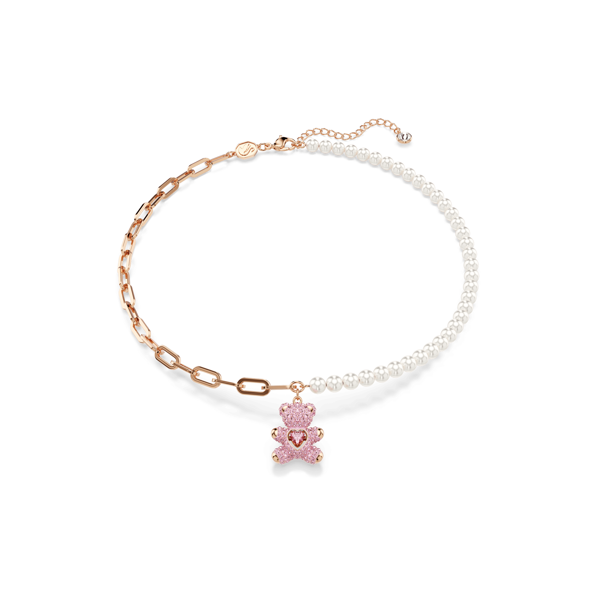 Teddy pendant, Crystal pearl, Bear, Pink, Rose gold-tone plated 5669166