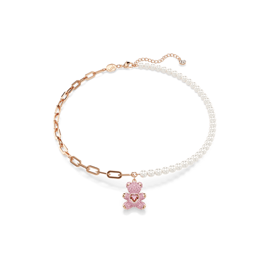 Teddy pendant, Crystal pearl, Bear, Pink, Rose gold-tone plated 5669166