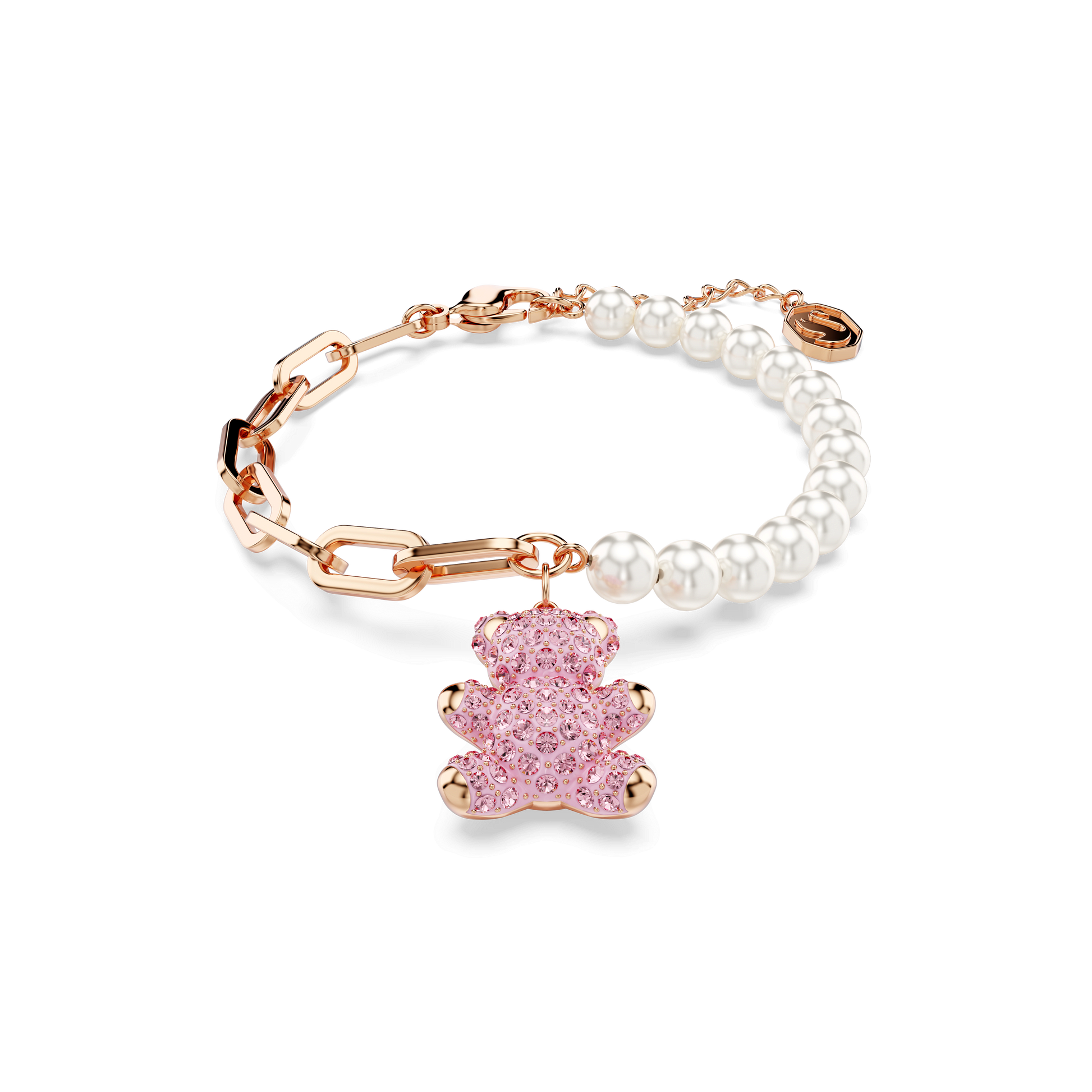 Teddy bracelet, Crystal pearl, Bear, Pink, Rose gold-tone plated 5669169