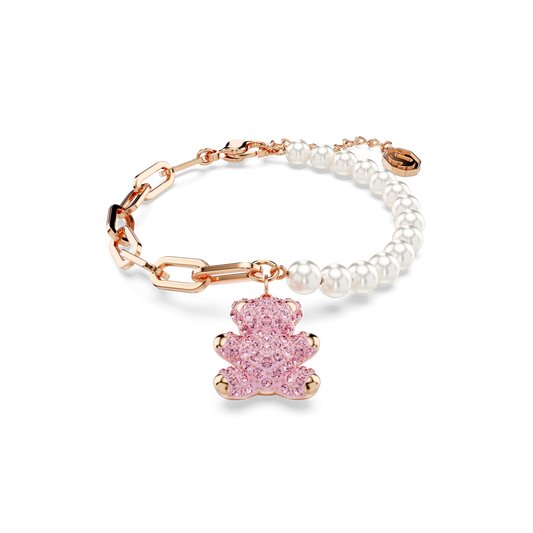 Teddy bracelet, Crystal pearl, Bear, Pink, Rose gold-tone plated 5669169