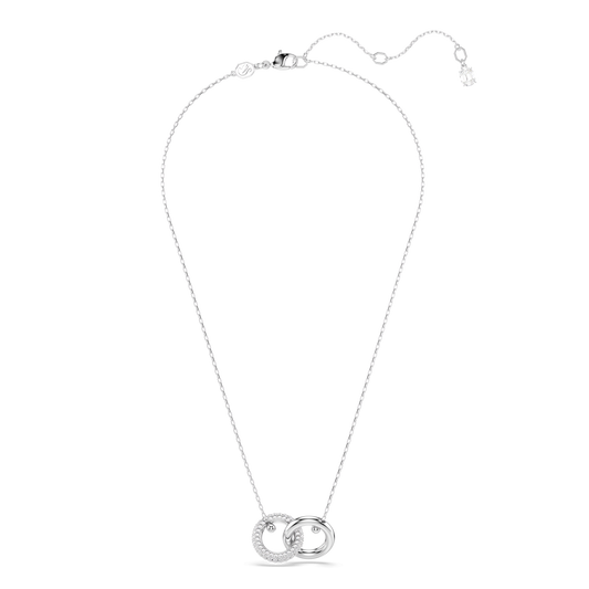 Dextera pendant, Interlocking loop, White, Rhodium plated 5670251