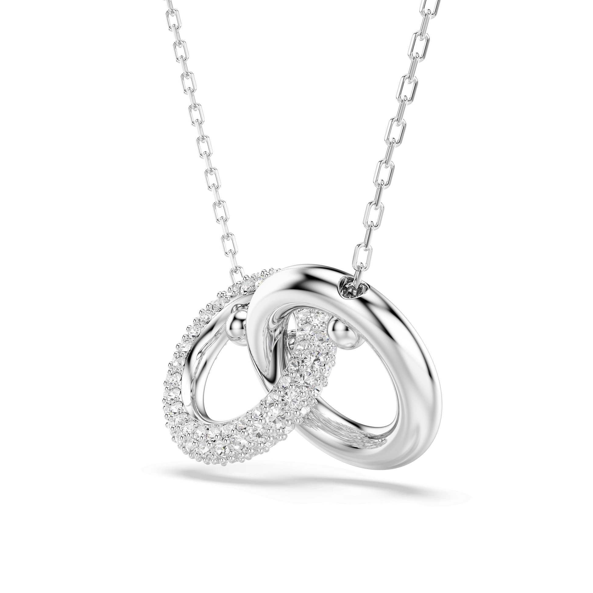 Dextera pendant, Interlocking loop, White, Rhodium plated 5670251