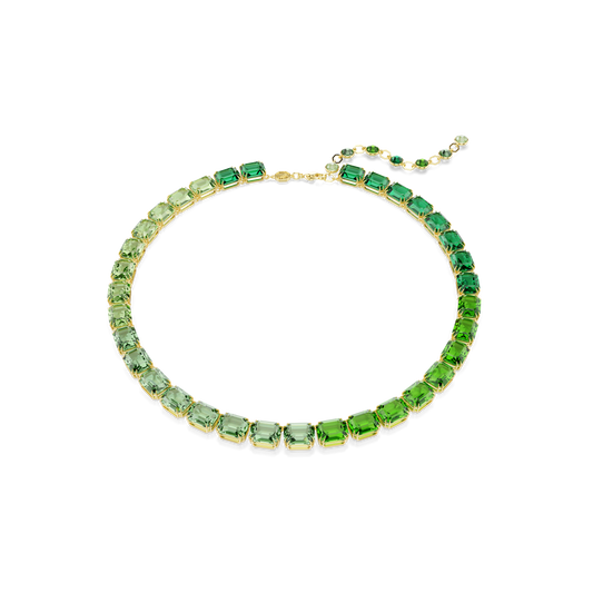 Millenia necklace, Octagon cut, Color gradient, Green, Gold-tone plated 5671257