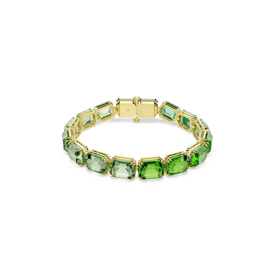 Millenia bracelet, Octagon cut, Color gradient, Green, Gold-tone plated 5671258