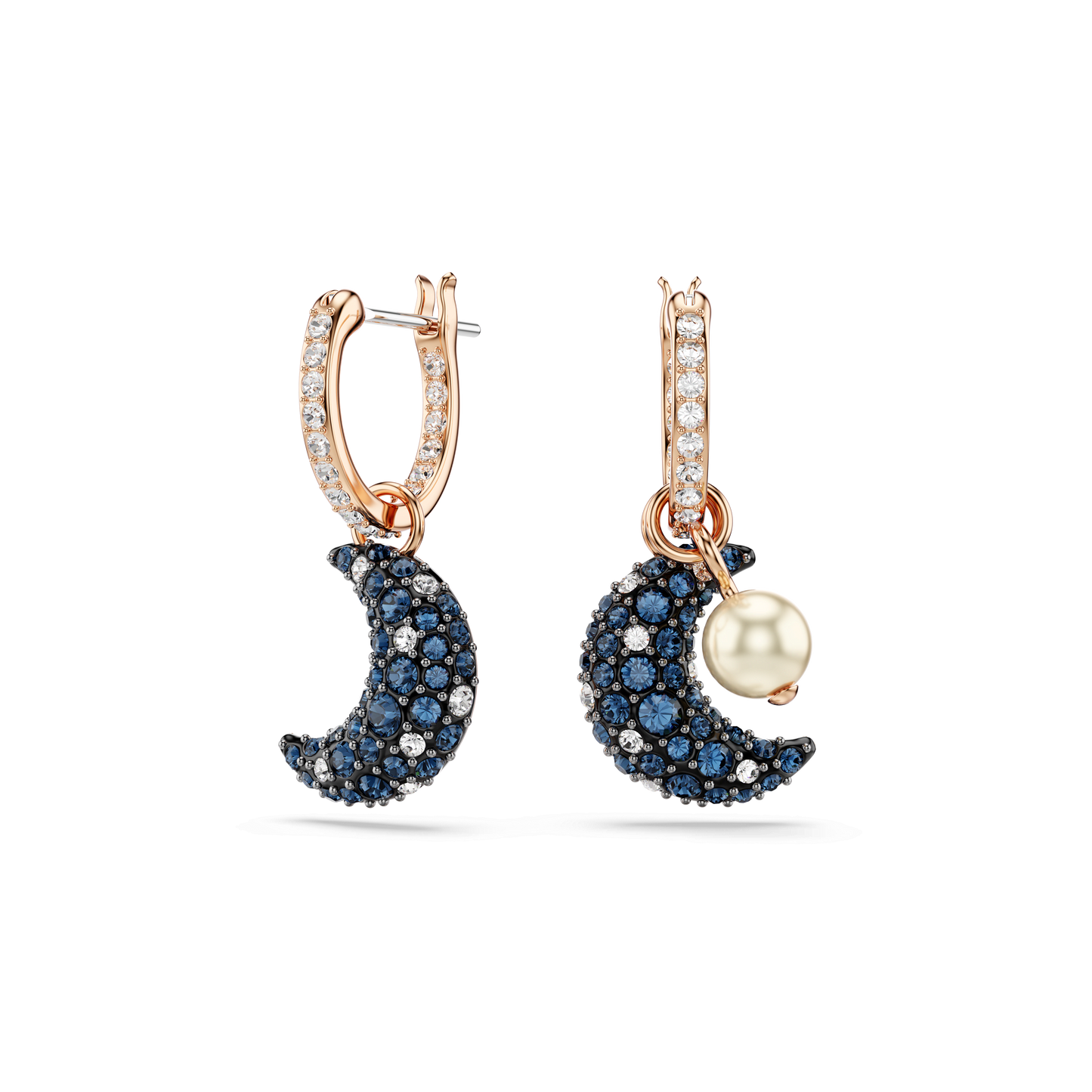 Sublima drop earrings, Crystal pearl, Asymmetrical design, Moon, Multicolored, Rose gold-tone plated 5671569