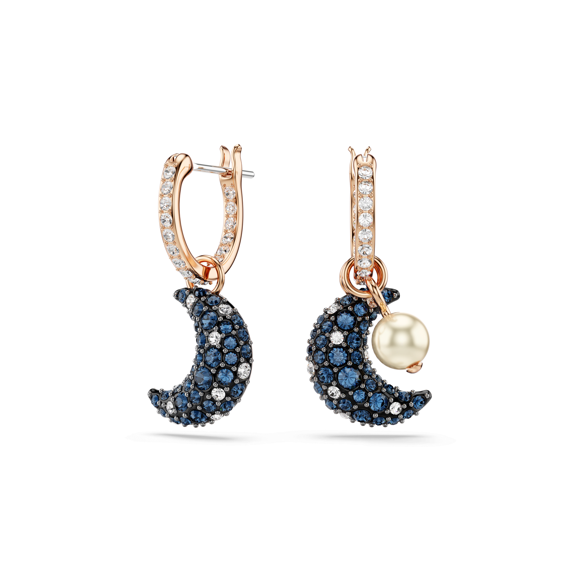Sublima drop earrings, Crystal pearl, Asymmetrical design, Moon, Multicolored, Rose gold-tone plated 5671569