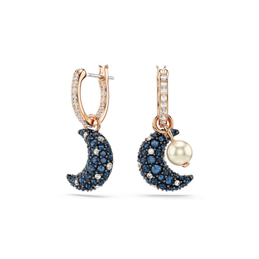 Sublima drop earrings, Crystal pearl, Asymmetrical design, Moon, Multicolored, Rose gold-tone plated 5671569