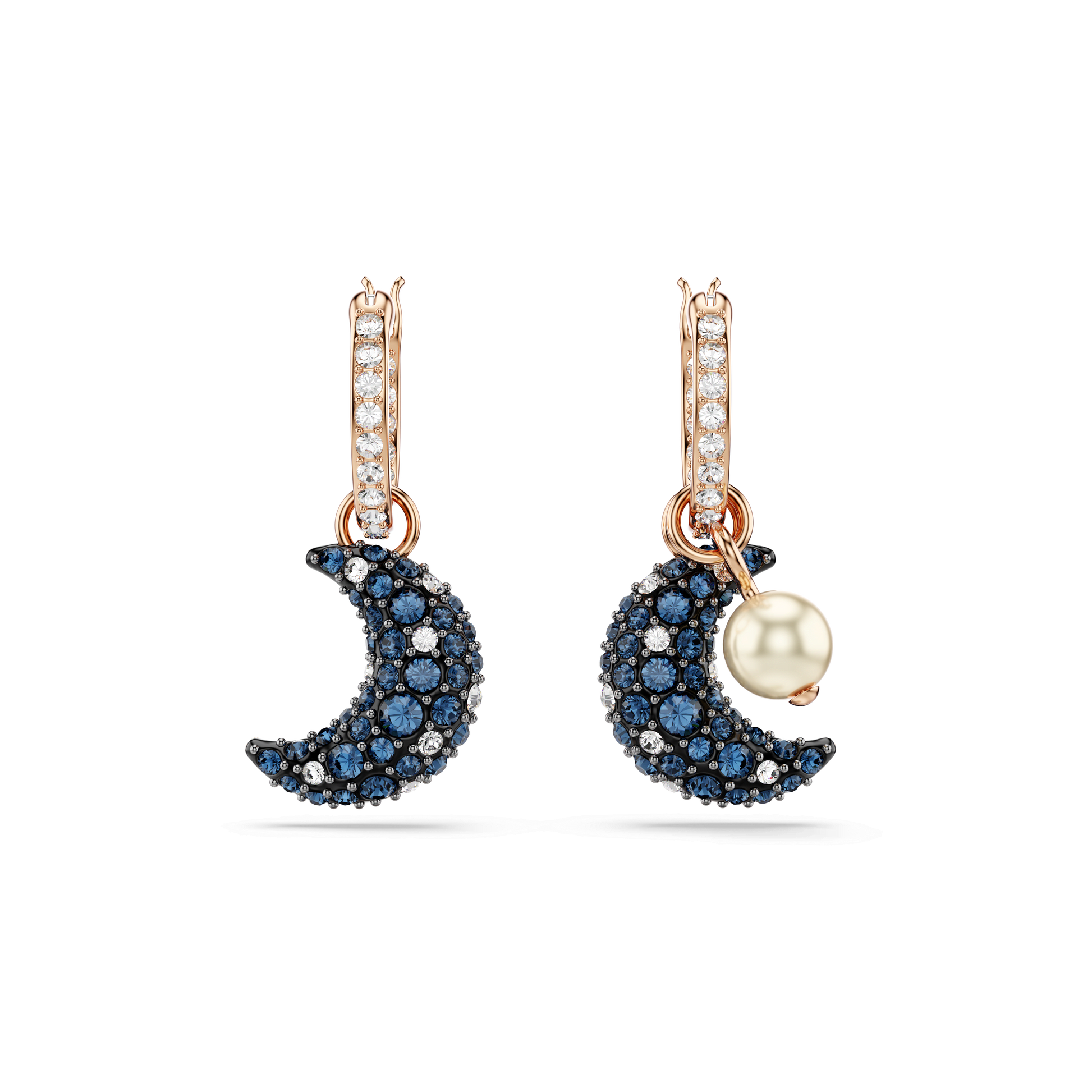 Sublima drop earrings, Crystal pearl, Asymmetrical design, Moon, Multicolored, Rose gold-tone plated 5671569
