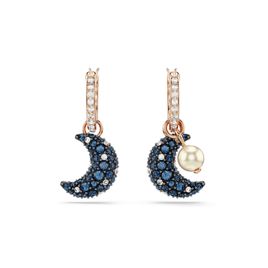 Sublima drop earrings, Crystal pearl, Asymmetrical design, Moon, Multicolored, Rose gold-tone plated 5671569