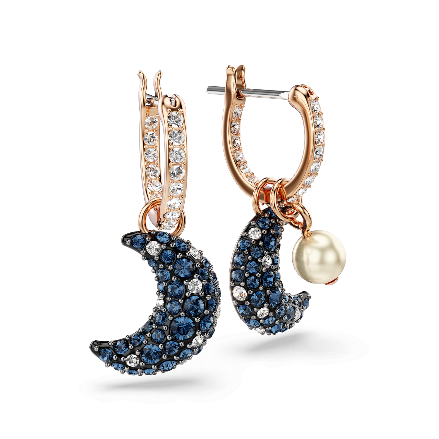 Sublima drop earrings, Crystal pearl, Asymmetrical design, Moon, Multicolored, Rose gold-tone plated 5671569