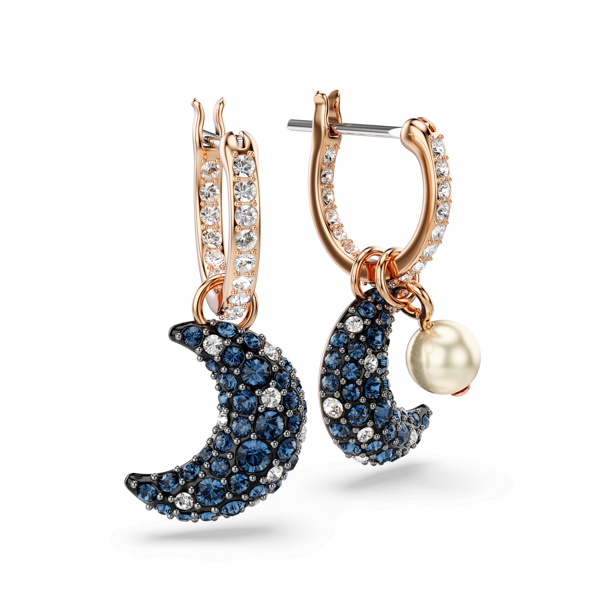 Sublima drop earrings, Crystal pearl, Asymmetrical design, Moon, Multicolored, Rose gold-tone plated 5671569