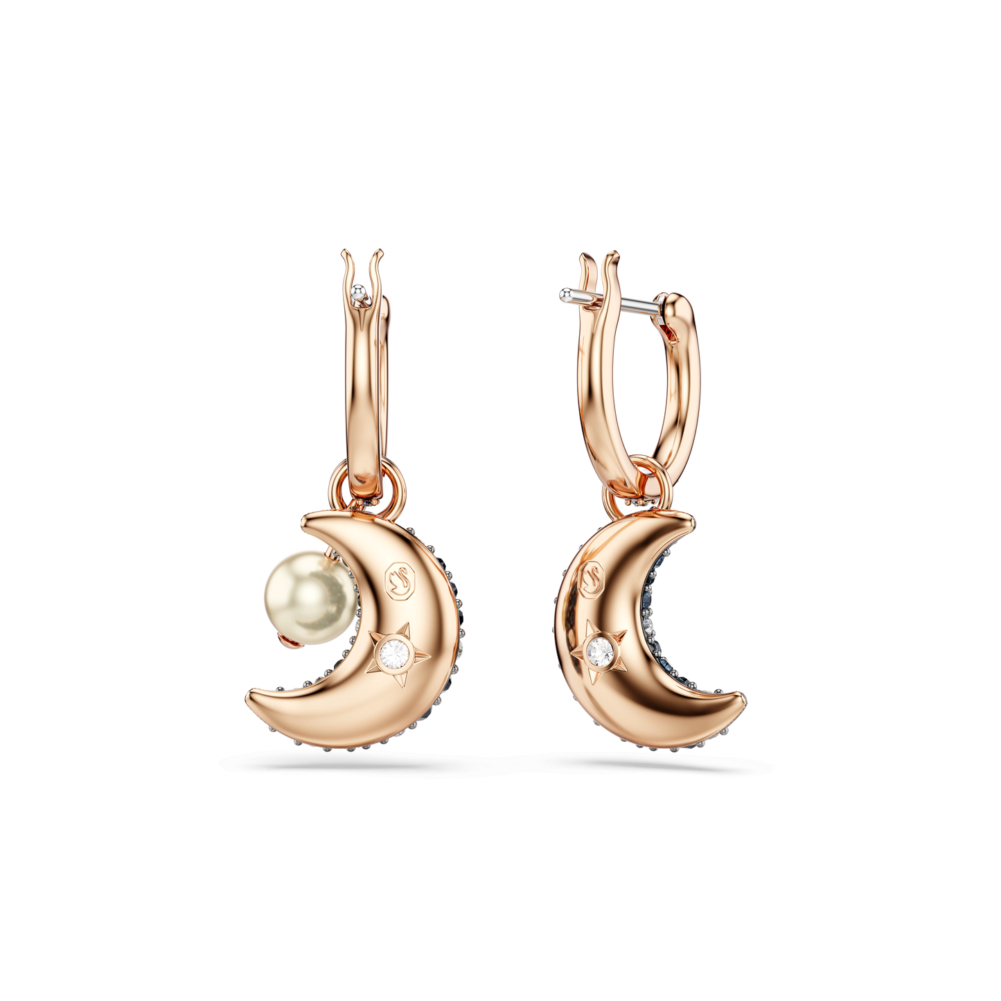 Sublima drop earrings, Crystal pearl, Asymmetrical design, Moon, Multicolored, Rose gold-tone plated 5671569