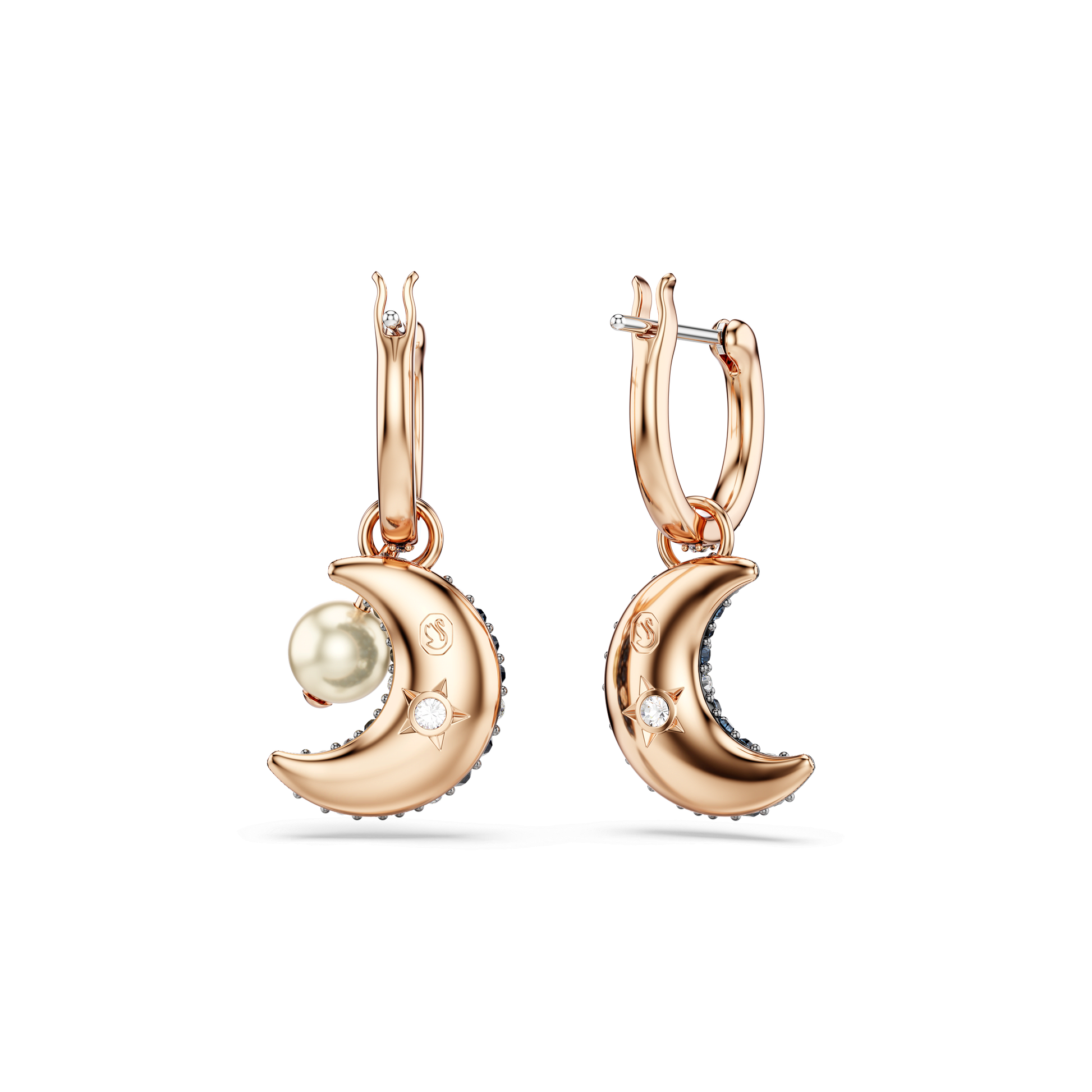 Sublima drop earrings, Crystal pearl, Asymmetrical design, Moon, Multicolored, Rose gold-tone plated 5671569