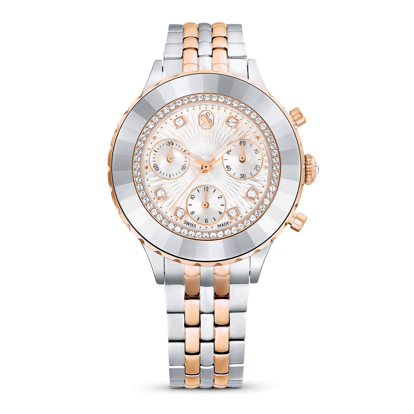 Octea chrono watch, Swiss Made, Metal bracelet, Rose gold tone, Mixed metal finish 5672937