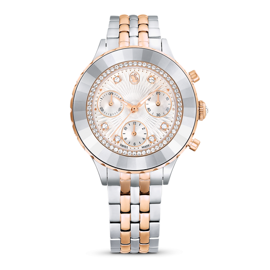 Octea chrono watch, Swiss Made, Metal bracelet, Rose gold tone, Mixed metal finish 5672937