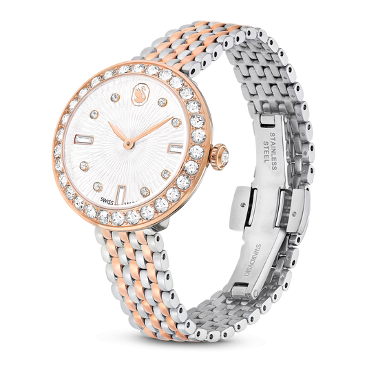 Matrix tennis 7-link watch, Swiss Made, Metal bracelet, Rose gold tone, Mixed metal finish 5672971