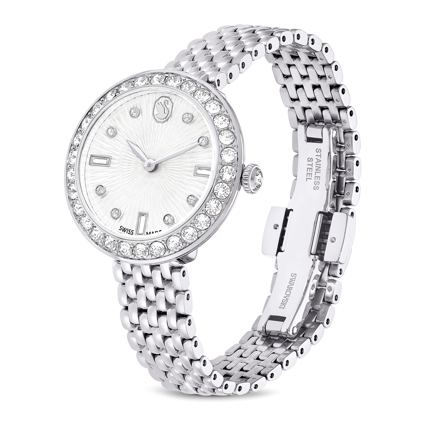 Matrix tennis 7-link watch, Swiss Made, Metal bracelet, Silver tone, Stainless steel 5673022