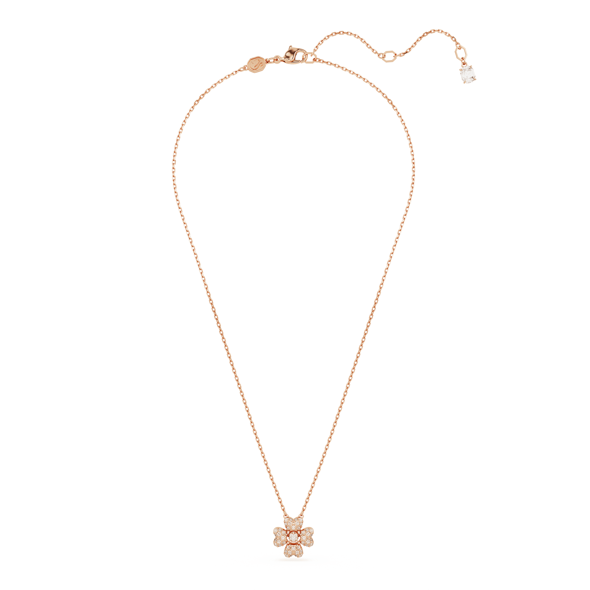 Idyllia pendant, Clover, White, Rose gold-tone plated 5674211