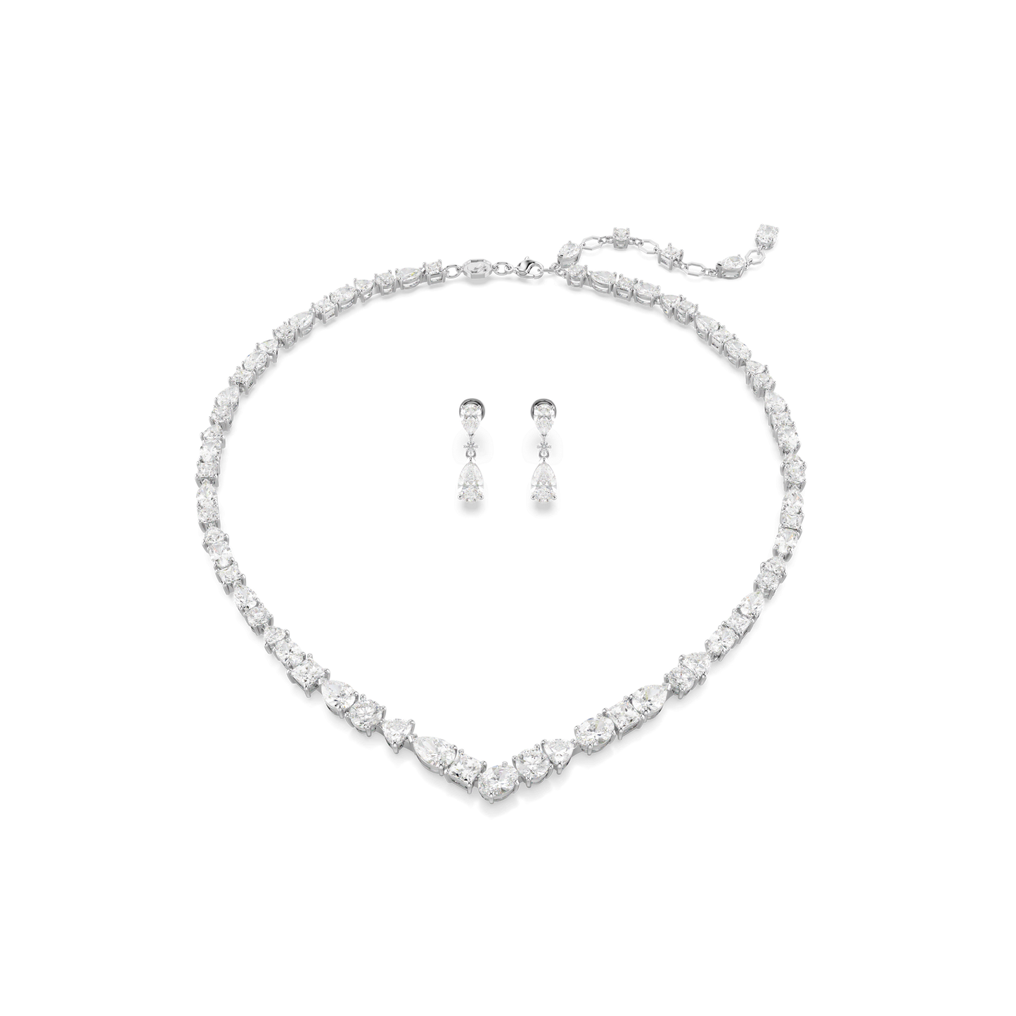 Mesmera set, Mixed cuts, White, Rhodium plated 5674306