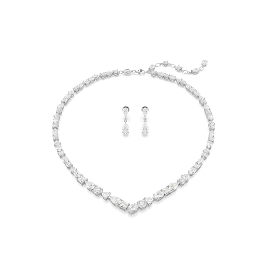 Mesmera set, Mixed cuts, White, Rhodium plated 5674306