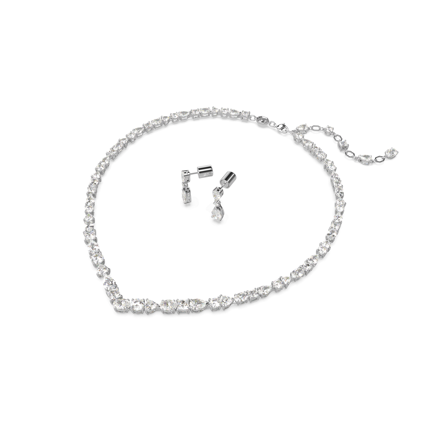 Mesmera set, Mixed cuts, White, Rhodium plated 5674306