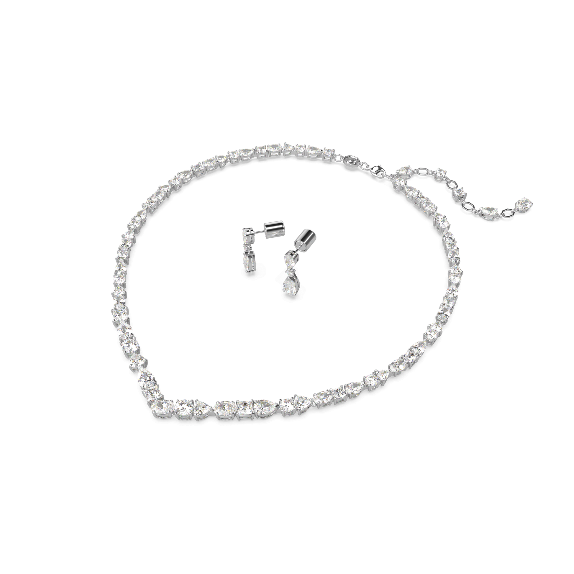 Mesmera set, Mixed cuts, White, Rhodium plated 5674306