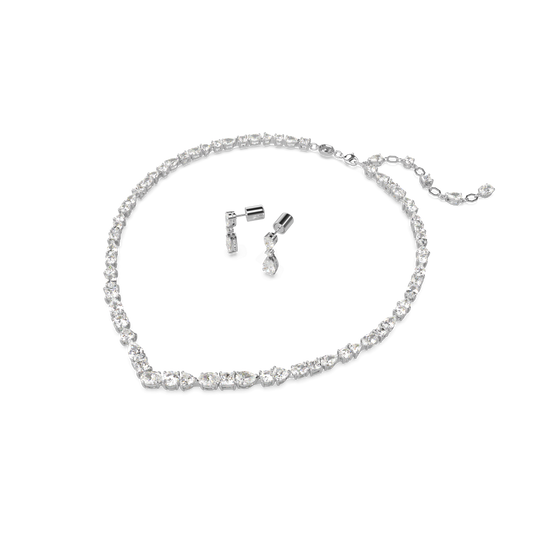 Mesmera set, Mixed cuts, White, Rhodium plated 5674306