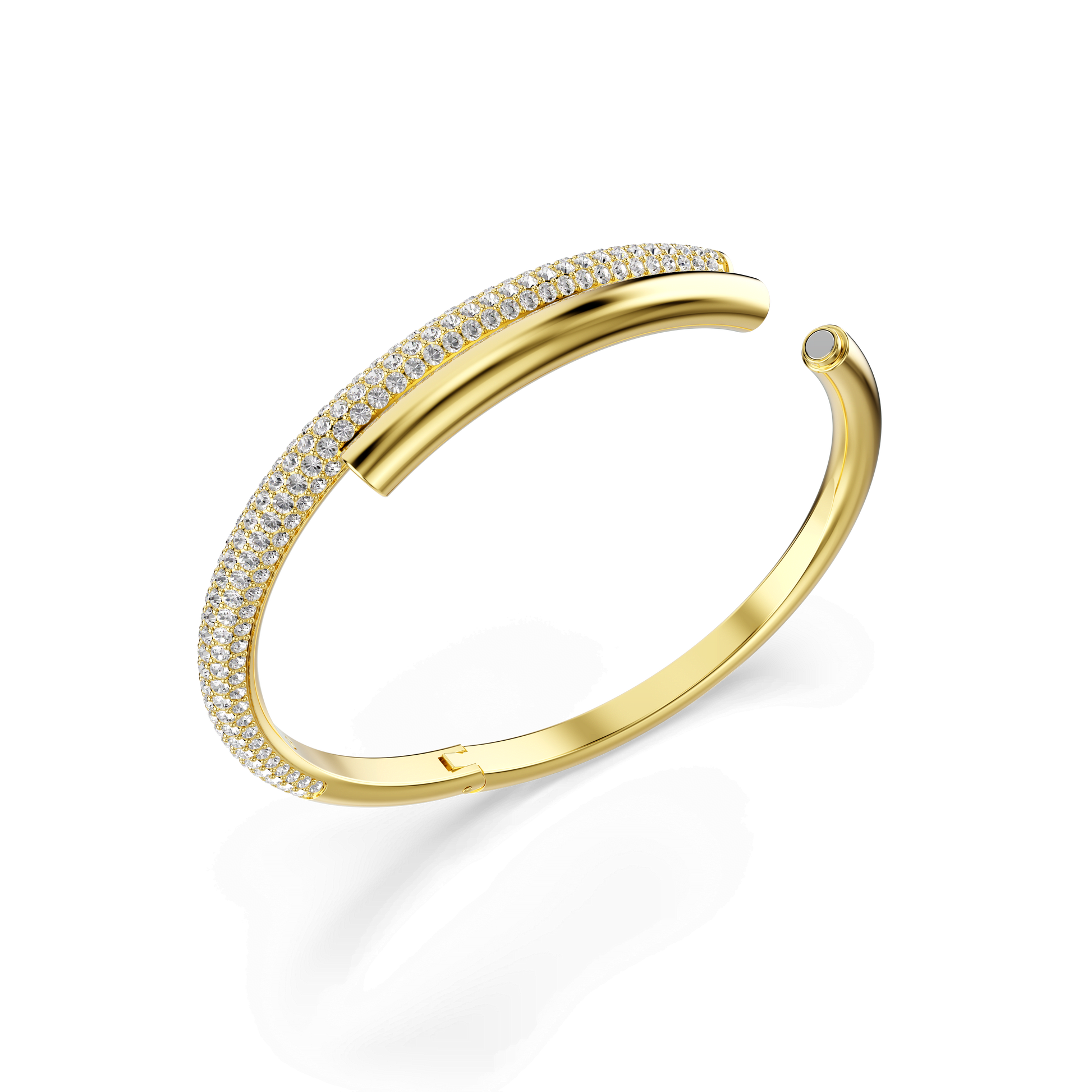 Dextera bangle, Magnetic closure, White, Gold-tone plated 5674980