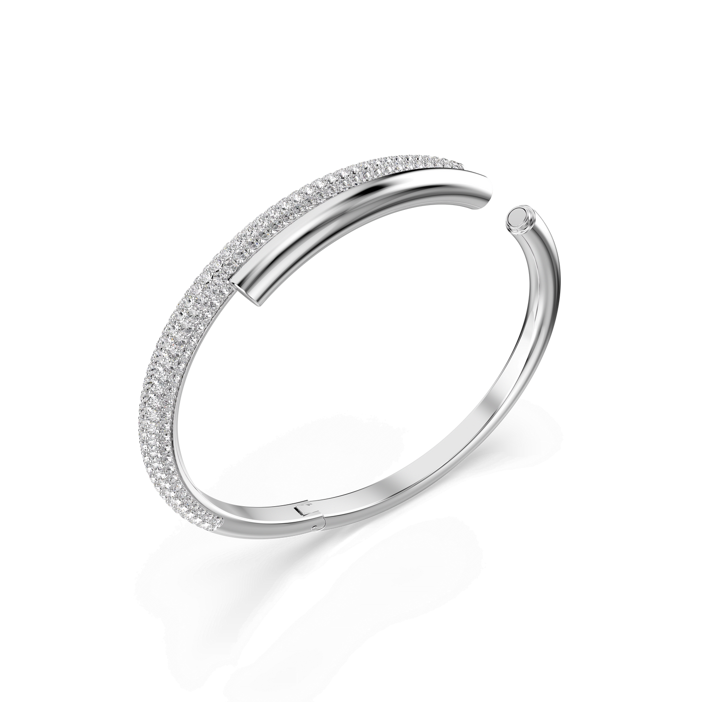 Dextera bangle, Magnetic closure, White, Rhodium plated 5674982