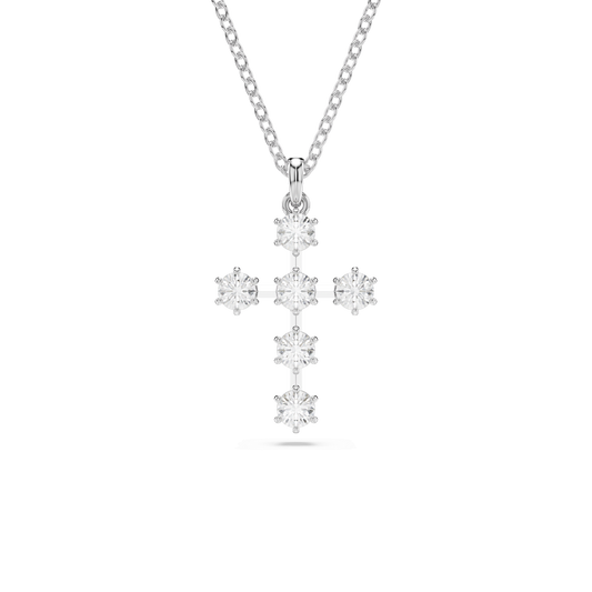 Insigne pendant, Round cut, Cross, White, Rhodium plated 5675576