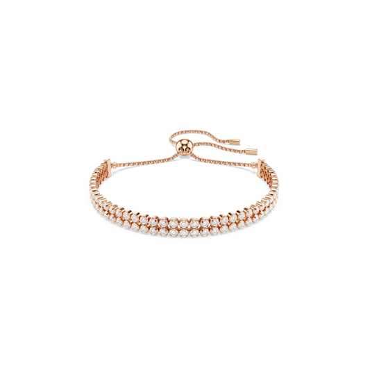 Matrix Tennis bracelet, Round cut, White, Rose gold-tone plated 5677823