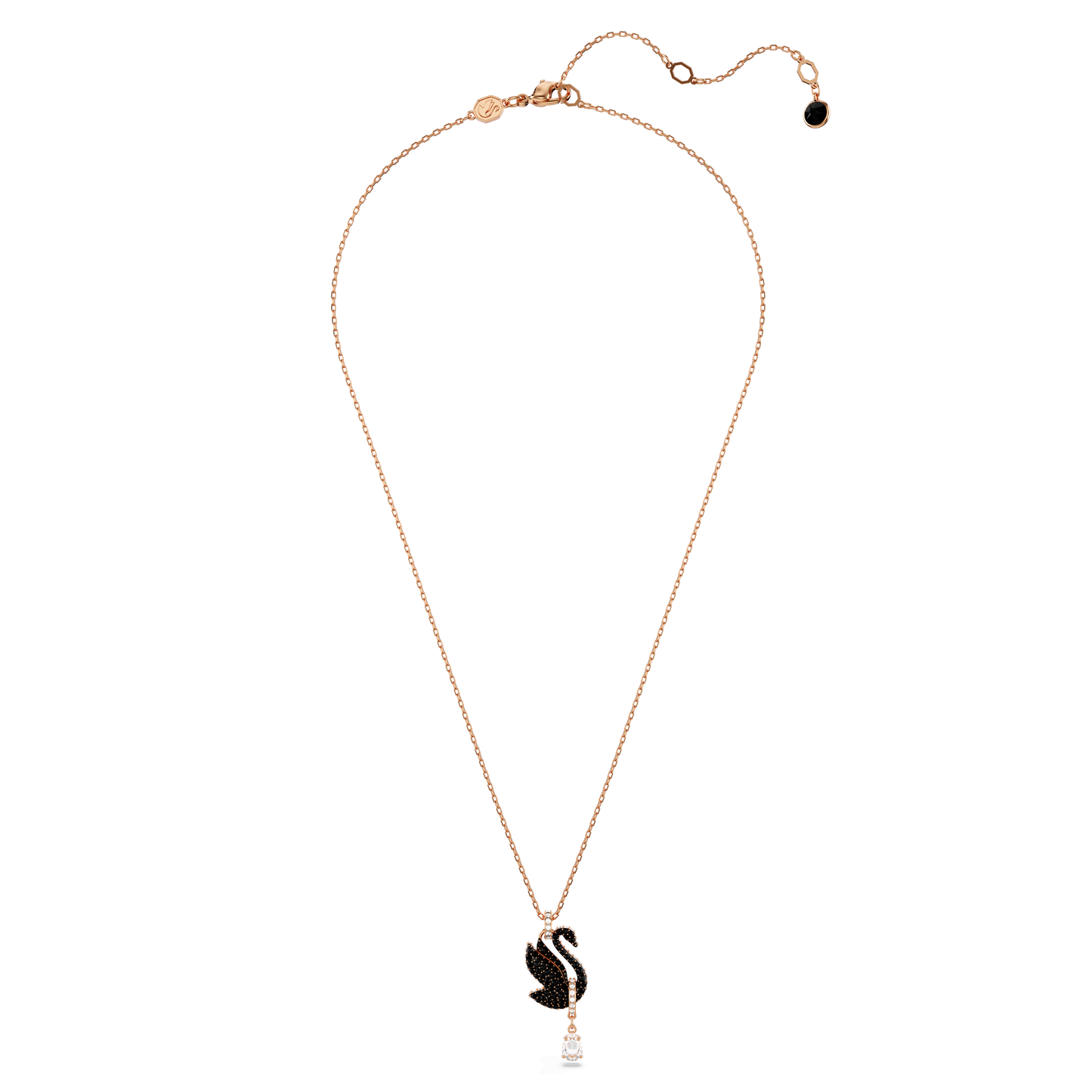 Swan pendant, Swan, Black, Rose gold-tone plated 5678045