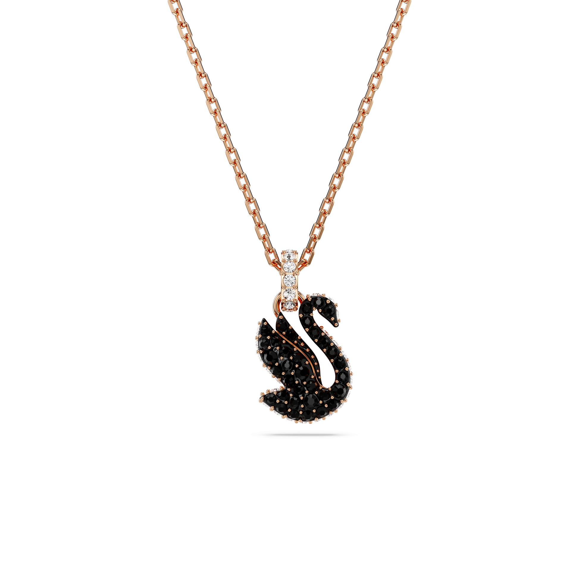 Swan pendant, Swan, Small, Black, Rose gold-tone plated 5678046