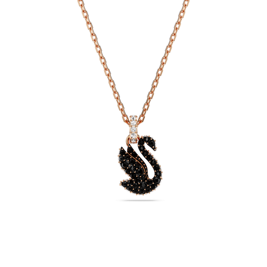 Swan pendant, Swan, Small, Black, Rose gold-tone plated 5678046