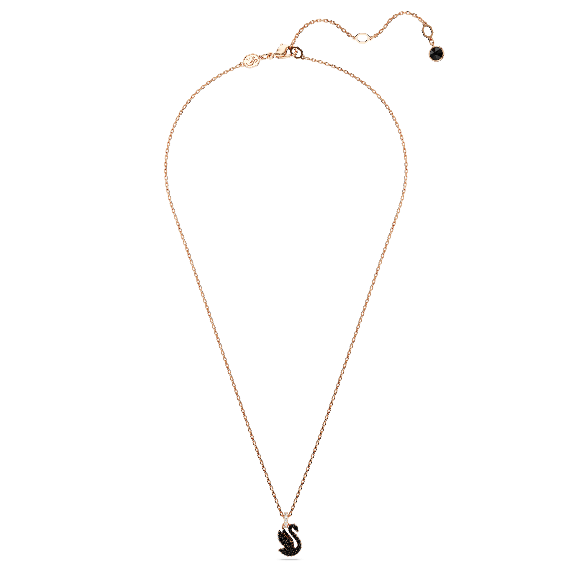 Swan pendant, Swan, Small, Black, Rose gold-tone plated 5678046