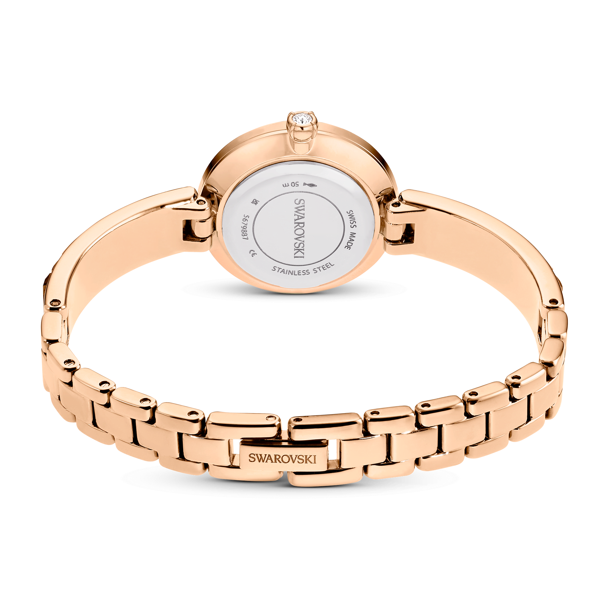 Matrix bangle watch, Swiss Made, Crystal bracelet, Gray, Rose gold-tone finish 5679887