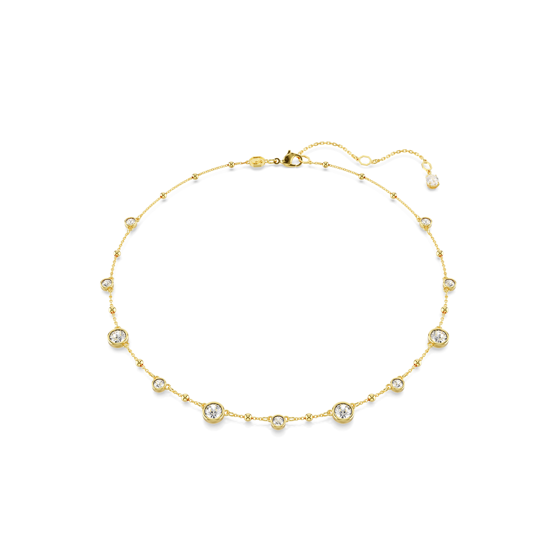 Imber necklace, Round cut, Scattered design, White, Gold-tone plated 5680090