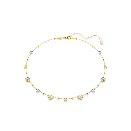 Imber necklace, Round cut, Scattered design, White, Gold-tone plated 5680090