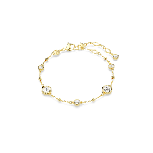 Imber bracelet, Round cut, Scattered design, White, Gold-tone plated 5680094