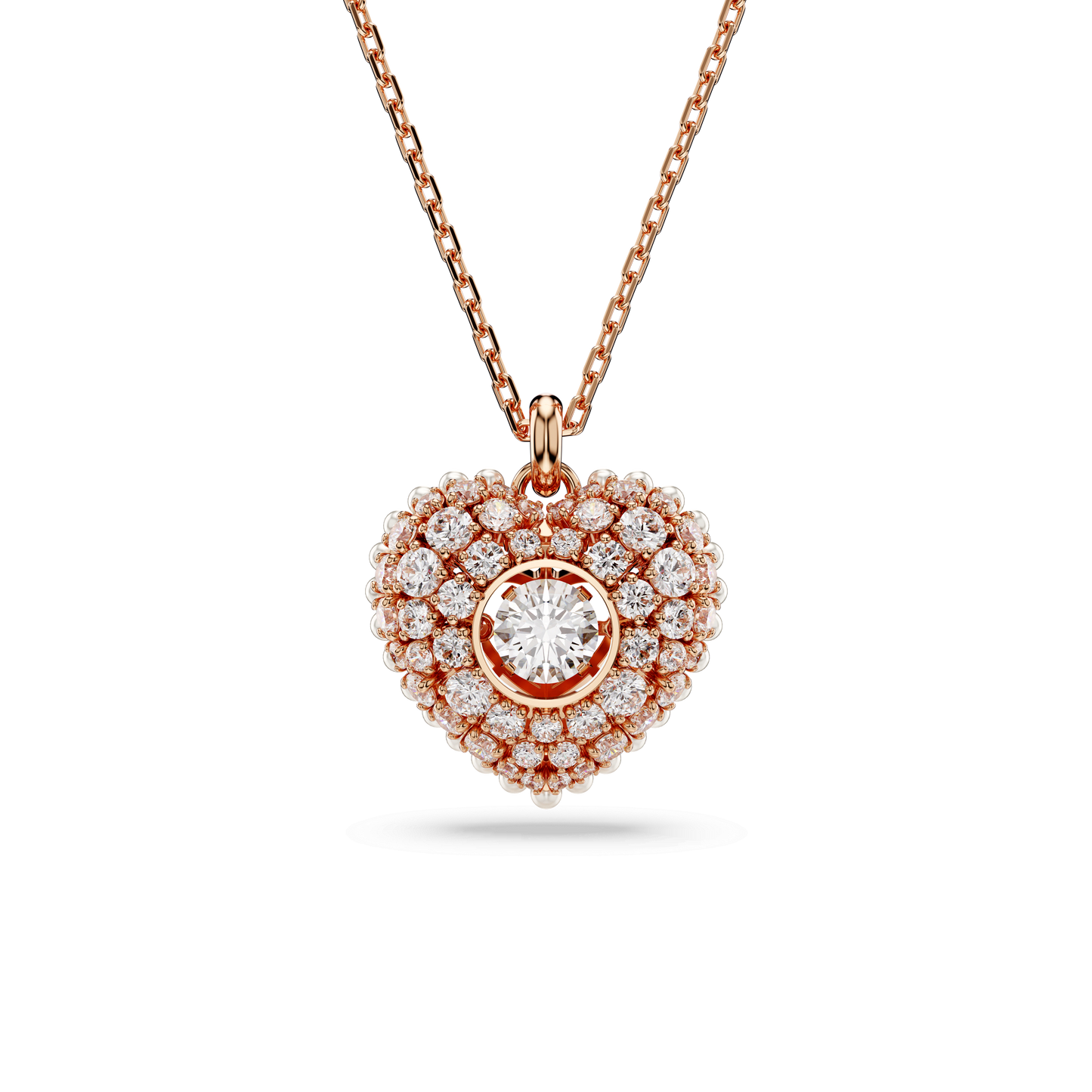 Idyllia pendant, Crystal pearl, Heart, White, Rose gold-tone plated 5680402