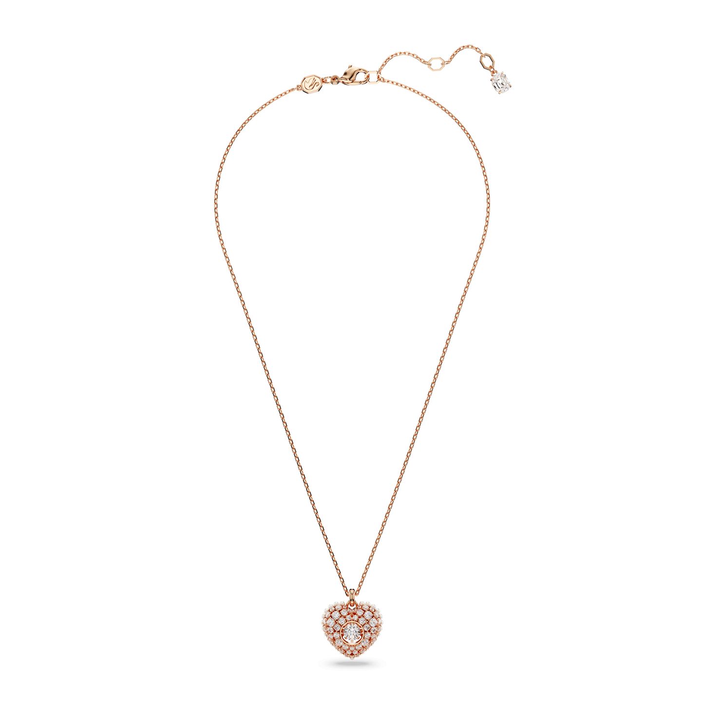 Idyllia pendant, Crystal pearl, Heart, White, Rose gold-tone plated 5680402