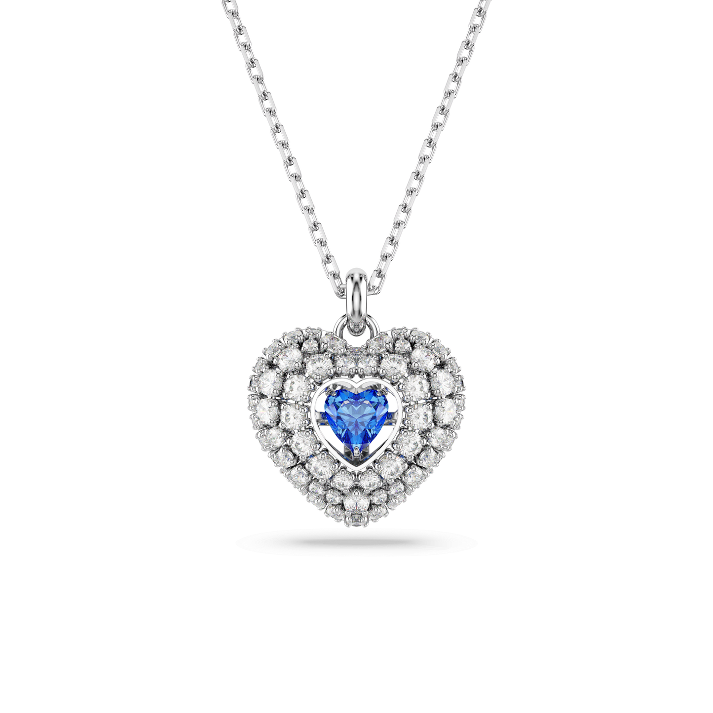 Idyllia pendant, Heart, Blue, Rhodium plated 5680403
