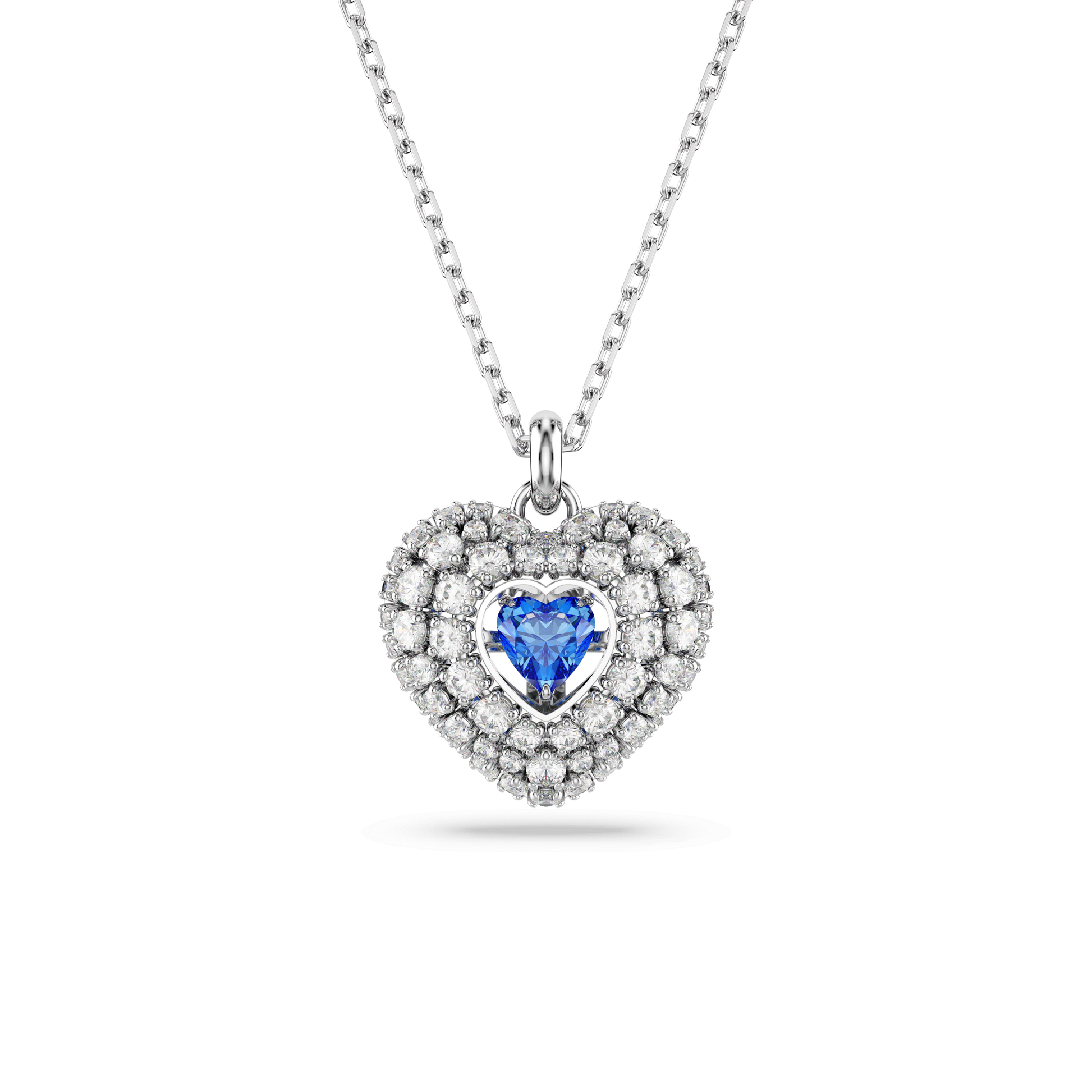 Idyllia pendant, Heart, Blue, Rhodium plated 5680403