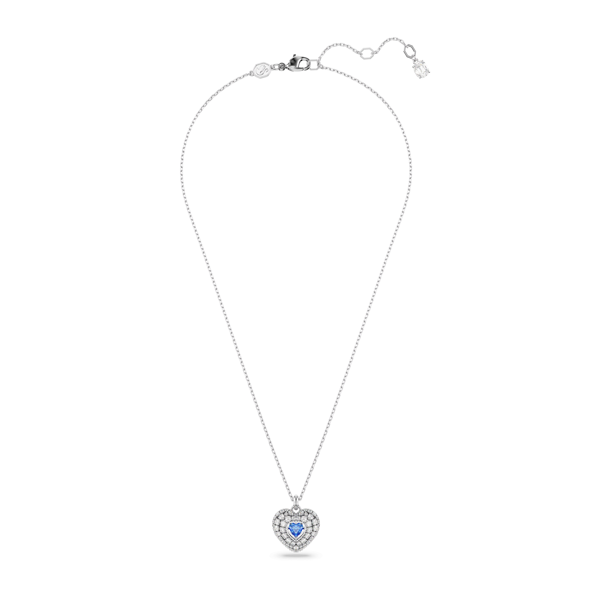 Idyllia pendant, Heart, Blue, Rhodium plated 5680403