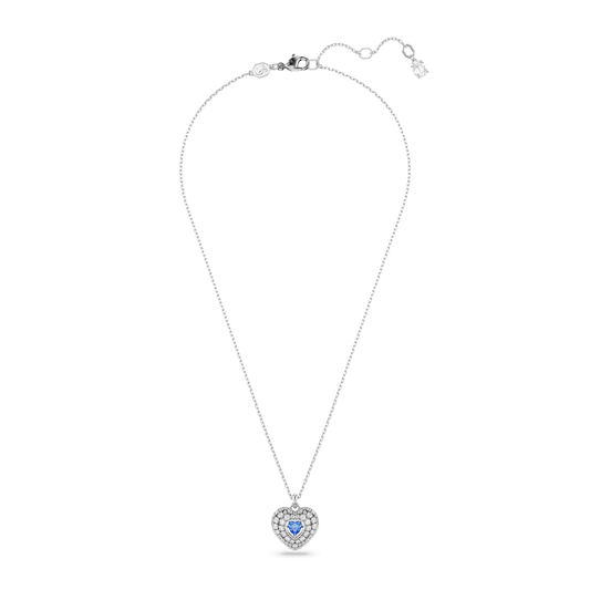Idyllia pendant, Heart, Blue, Rhodium plated 5680403