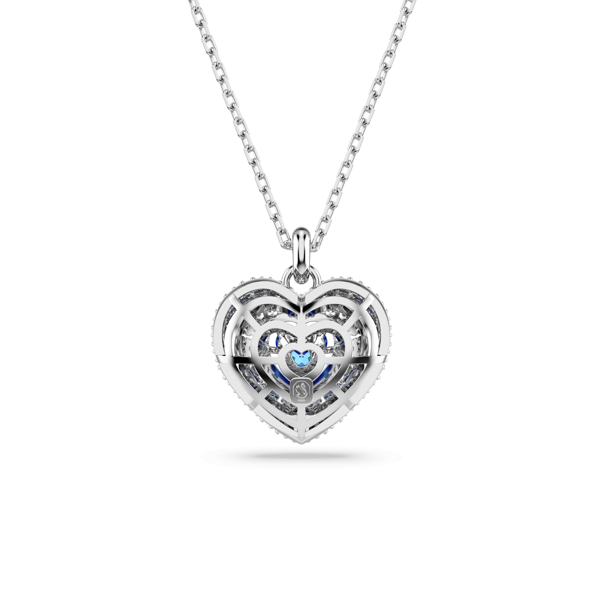Idyllia pendant, Heart, Blue, Rhodium plated 5680403
