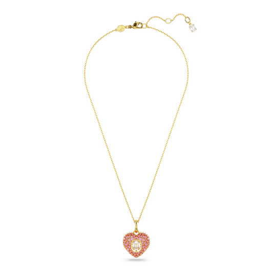 Idyllia pendant, Octagon cut, Crystal pearl, Heart, Pink, Gold-tone plated 5680784