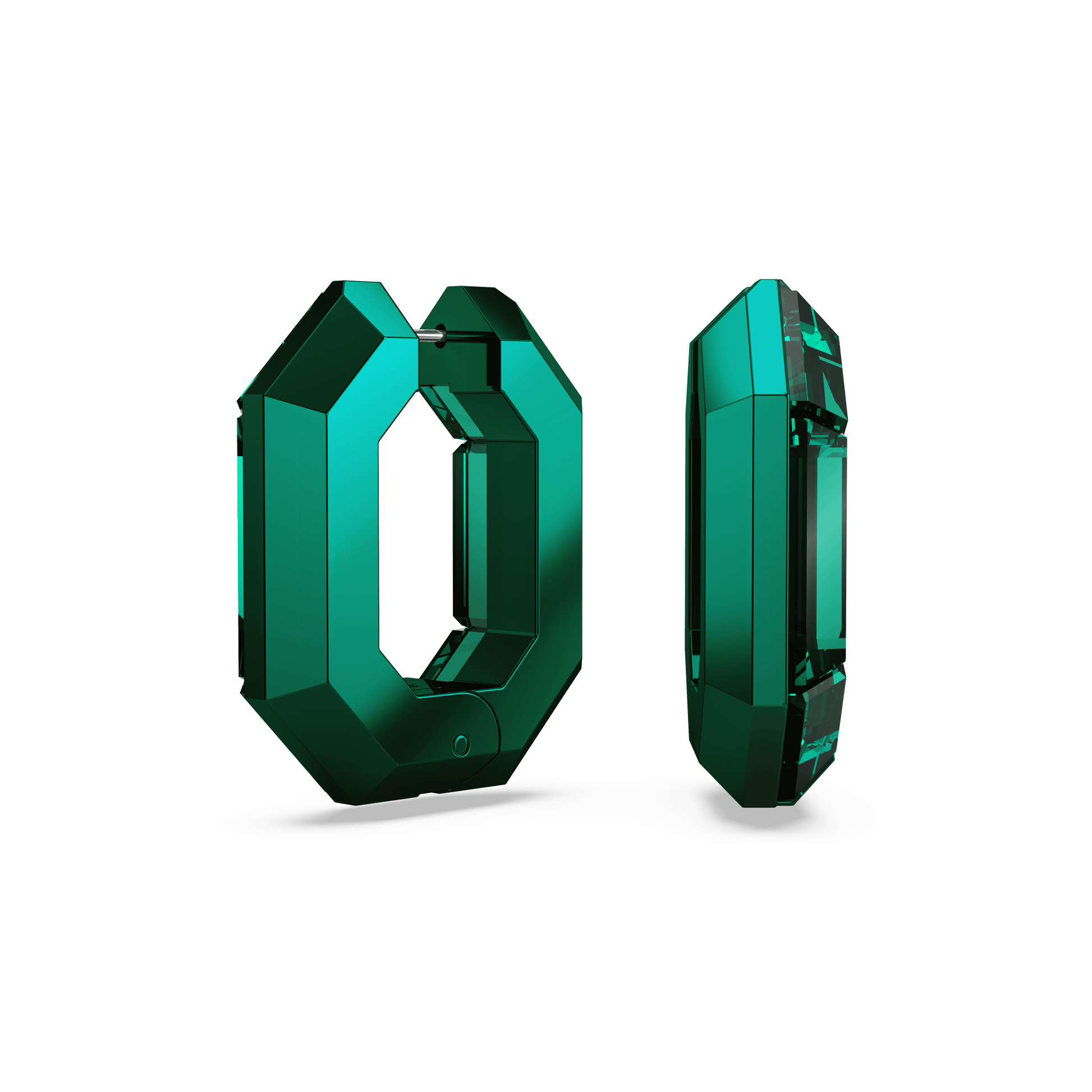 Lucent hoop earrings, Octagon shape, Small, Green 5680786