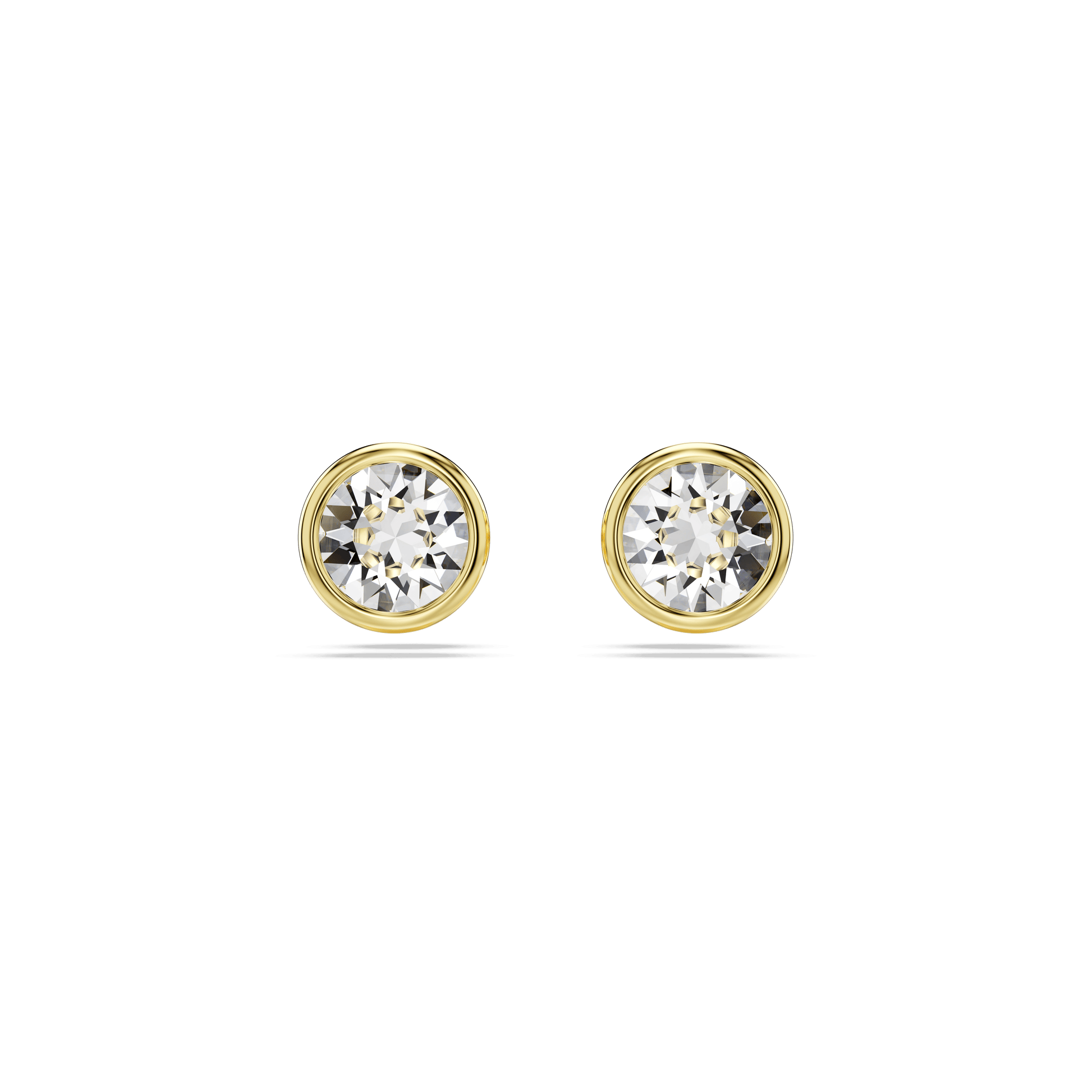 Imber stud earrings, Round cut, White, Gold-tone plated 5681552
